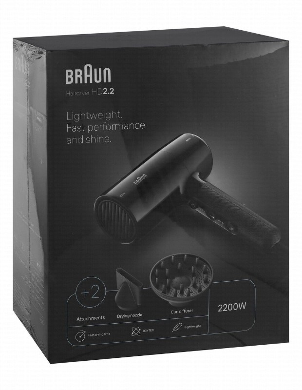 Braun HD2.2 2200W Hair Dryer - Black, BRHD225SDE