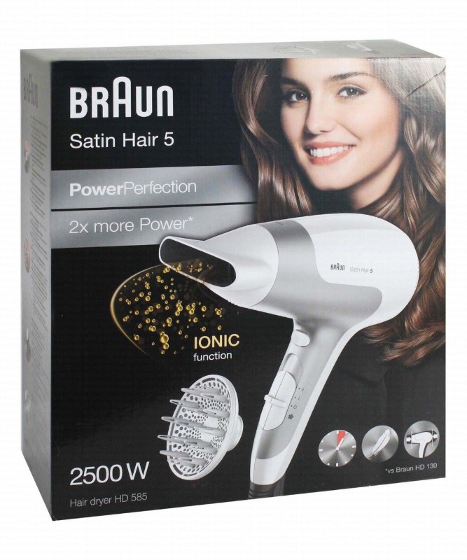 Braun Satin 5 PowerPerfection 2500W Hair Dryer - White, HD585