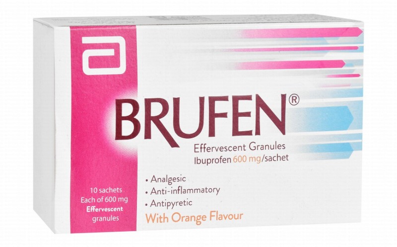 Brufen 600mg Ibuprofen Analgesic, Anti-Inflammatory & Antipyretic Effervescent Granule Sachets Orange Flavor