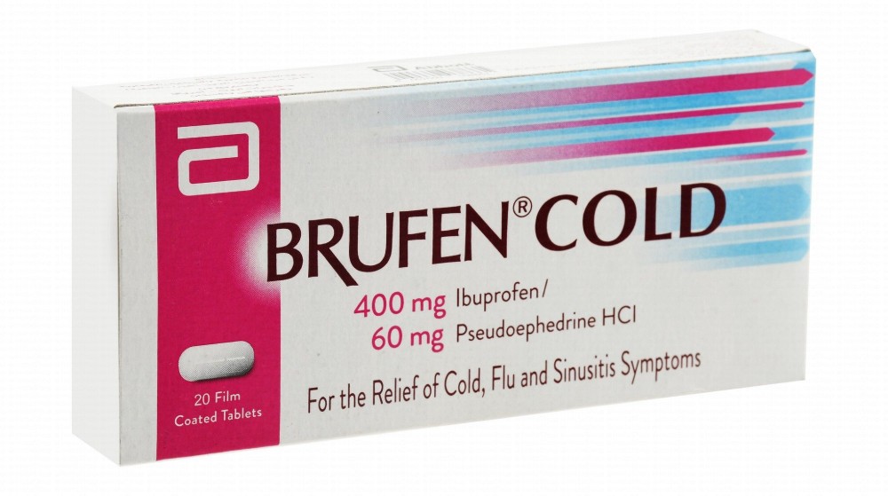 Brufen Cold 400mg Ibuprofen & 60mg Pseudoephedrine Hydrochloride for Cold, Flu & Sinusitis Relief