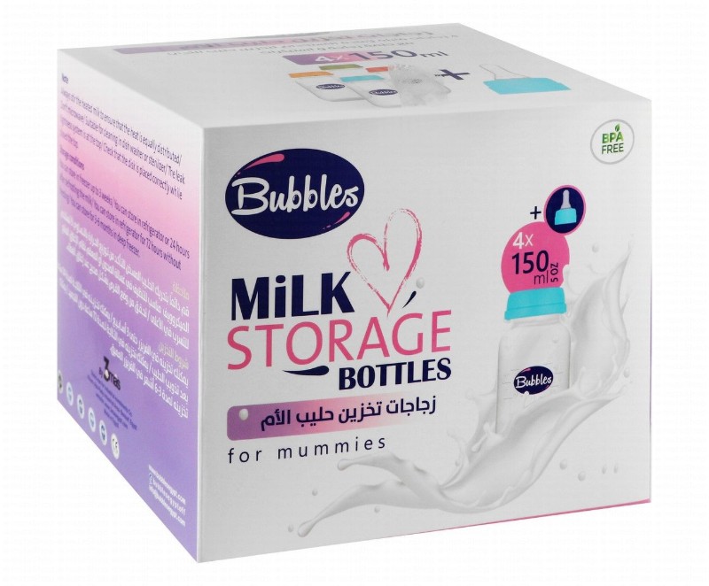 Bubbles Assorted 150ml Milk Storage Bottles - BPA free