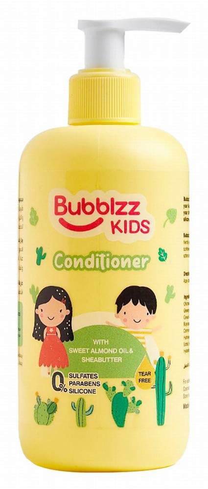 Bubblzz Kids Conditioner with Sweet Almond Oil & Shea Butter - sulfates free, parabens free, silicone free