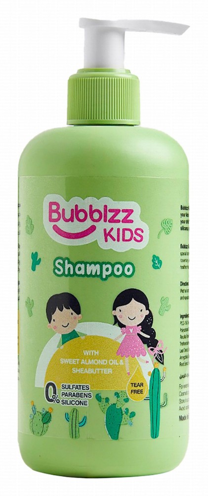 Bubblzz Kids Shampoo with Sweet Almond Oil & Shea Butter - sulfates free, parabens free, silicone free