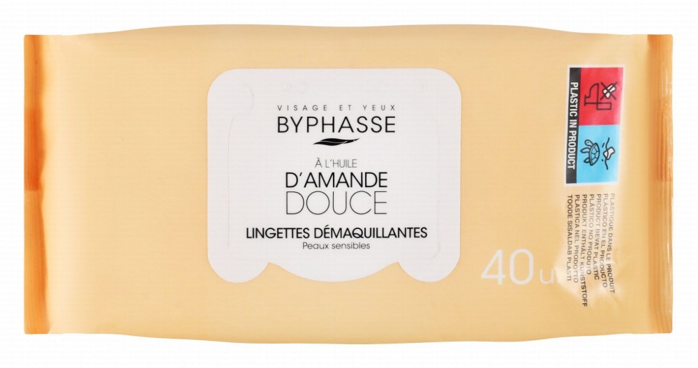 Byphasse Face & Eye Makeup Remover Wipes with Sweet Almond Oil for Sensitive Skin