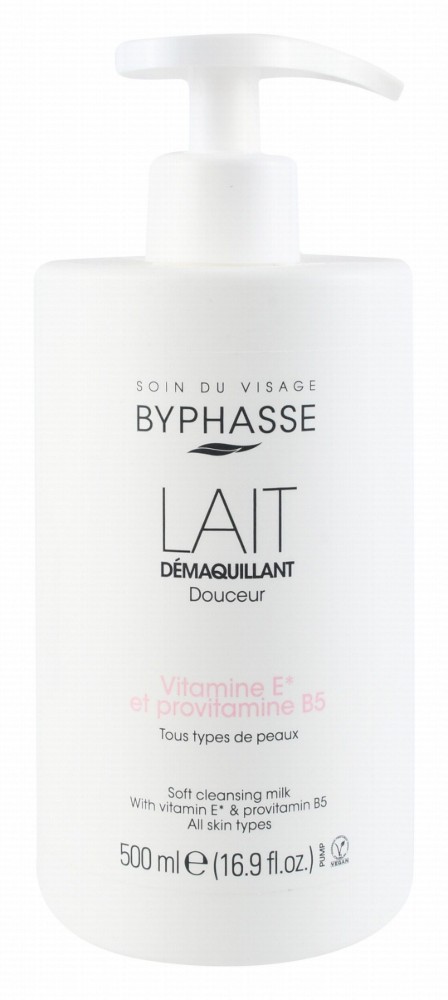 Byphasse Soft Cleansing Milk Facial Makeup Remover with Vitamin E & B5 for All Skin Types - vegan