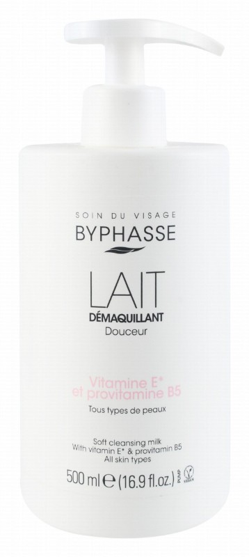 Byphasse Soft Cleansing Milk Facial Makeup Remover with Vitamin E & B5 for All Skin Types - vegan