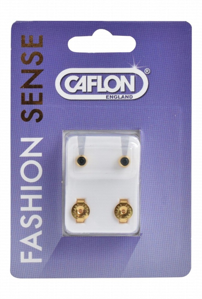 Caflon Fashion Sense Sterile Green Diamond Gold Stud Earrings for Sensitive Ears