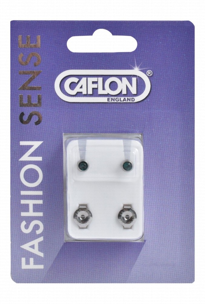 Caflon Fashion Sense Sterile Green Diamond Silver Stud Earrings for Sensitive Ears