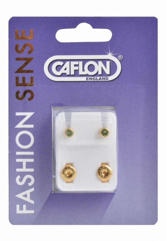 Caflon Fashion Sense Sterile Lime Green Diamond Gold Stud Earrings for Sensitive Ears