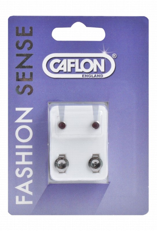 Caflon Fashion Sense Sterile Maroon Diamond Silver Stud Earrings for Sensitive Ears