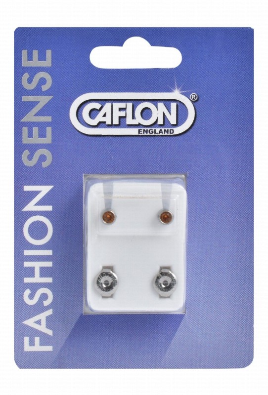 Caflon Fashion Sense Sterile Orange Diamond Silver Stud Earrings for Sensitive Ears