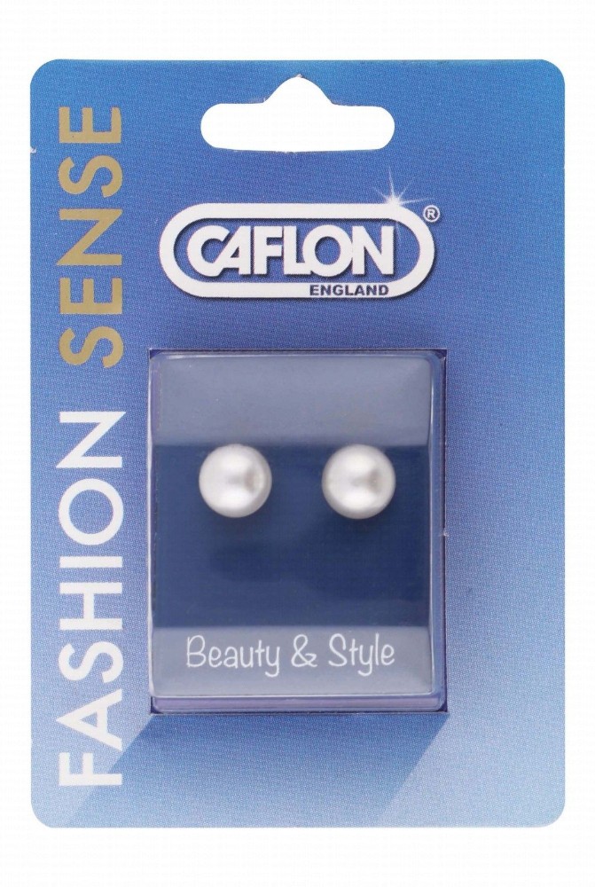 Caflon Fashion Sense Sterile White 8mm Pearl Gold Plated Stud Earrings