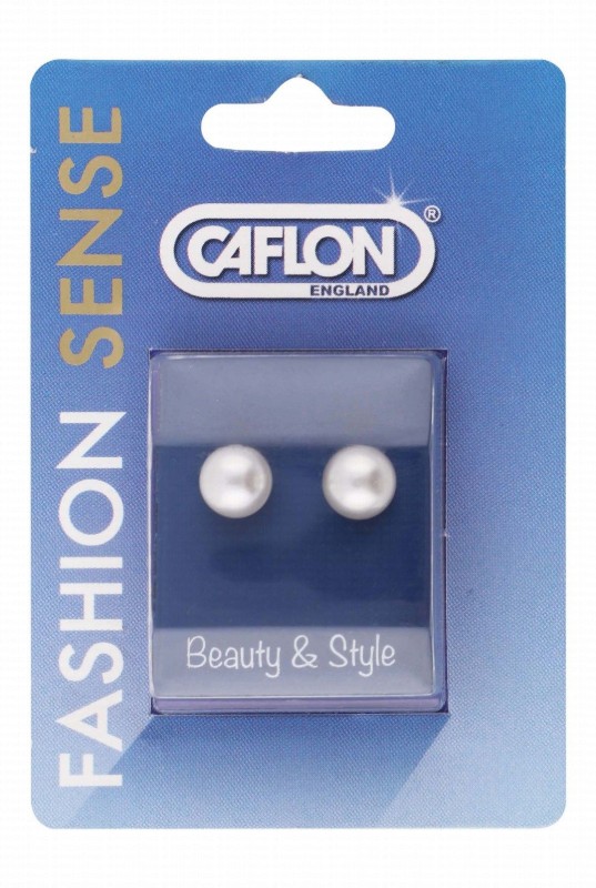 Caflon Fashion Sense Sterile White 8mm Pearl Gold Plated Stud Earrings