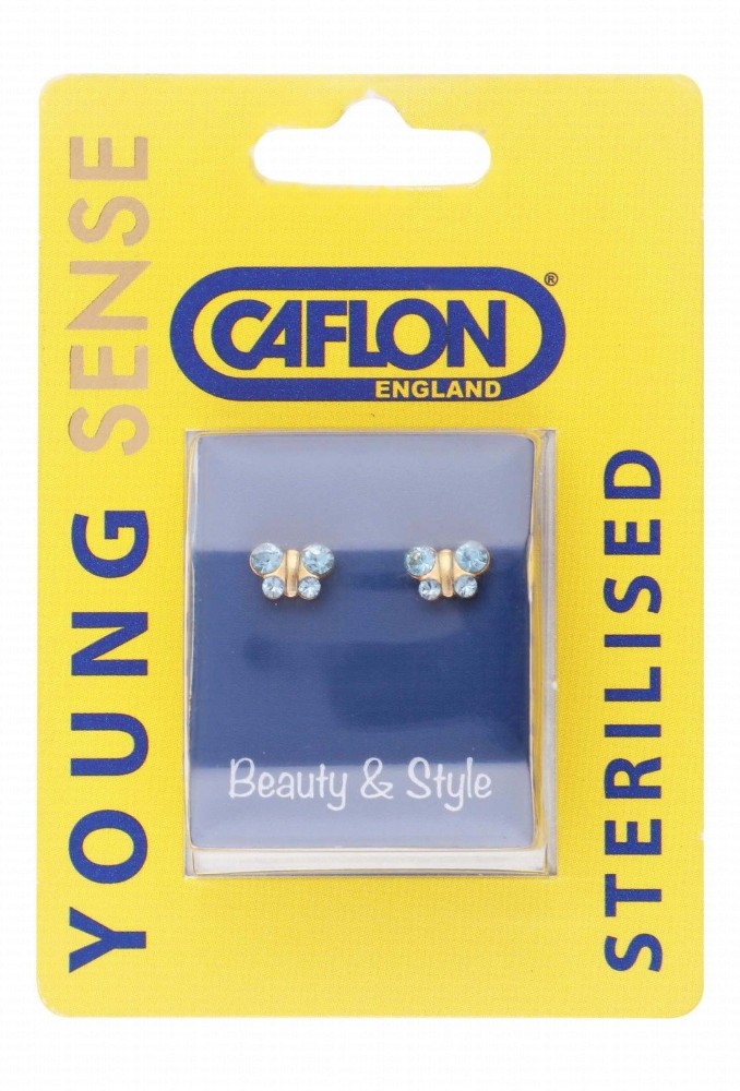 Caflon Young Sense Sterile Aquamarine Butterfly Shaped Stud Earrings