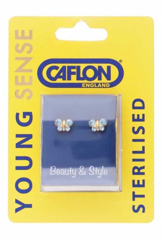 Caflon Young Sense Sterile Aquamarine Butterfly Shaped Stud Earrings