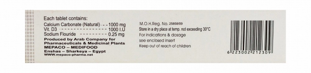 Calcium 1000mg Bone Support Supplement with Vitamin D3 & Fluoride