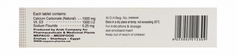 Calcium 1000mg Bone Support Supplement with Vitamin D3 & Fluoride