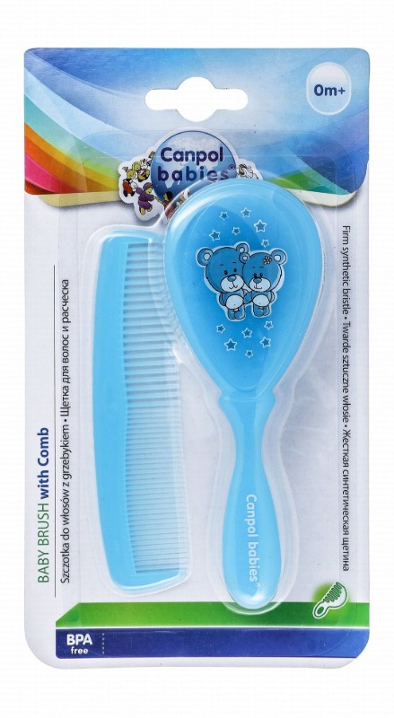Canpol Babies Blue Hairbrush with Comb (0+ Months) - BPA free