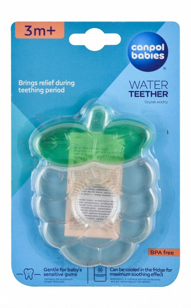 Canpol Babies Clear & Green Strawberry Shaped Water Teether (3+ Months) - BPA free