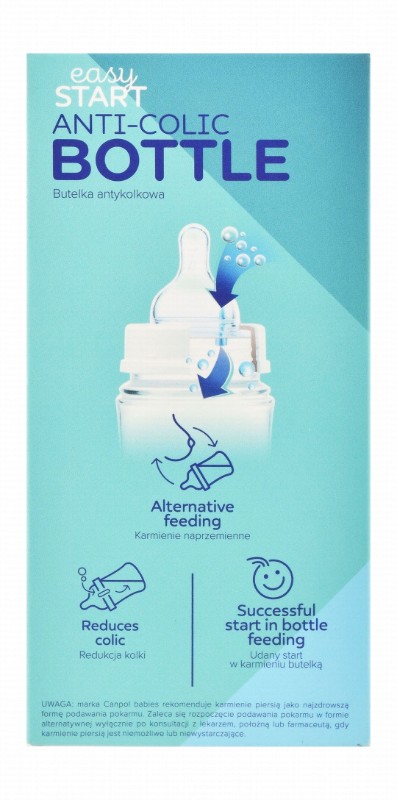 Canpol Babies Easy Start Blue & White Bear Print 120ml Anti-Colic Feeding Bottle (0+ Months) - BPA free