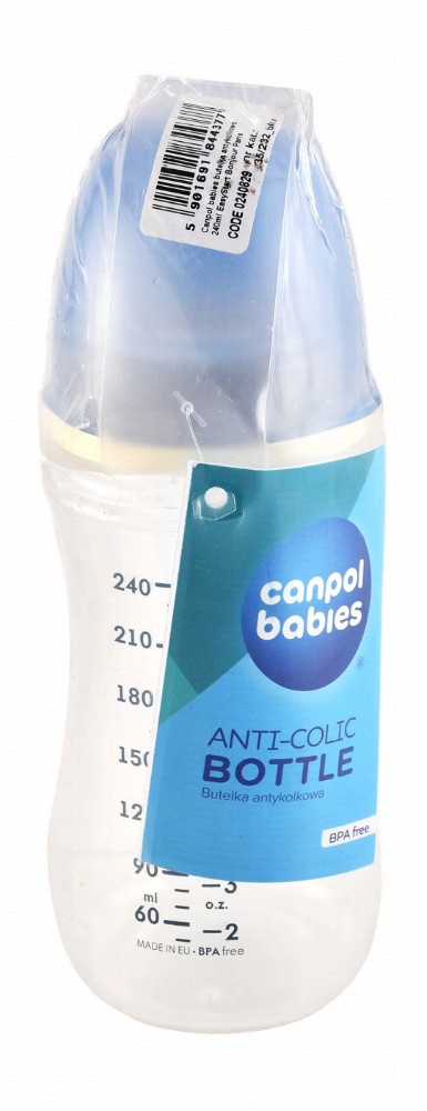 Canpol Babies Easy Start Bonjour Paris Blue Bear Print 240ml Anti-Colic Silicone Feeding Bottle (3+ Months) - BPA free