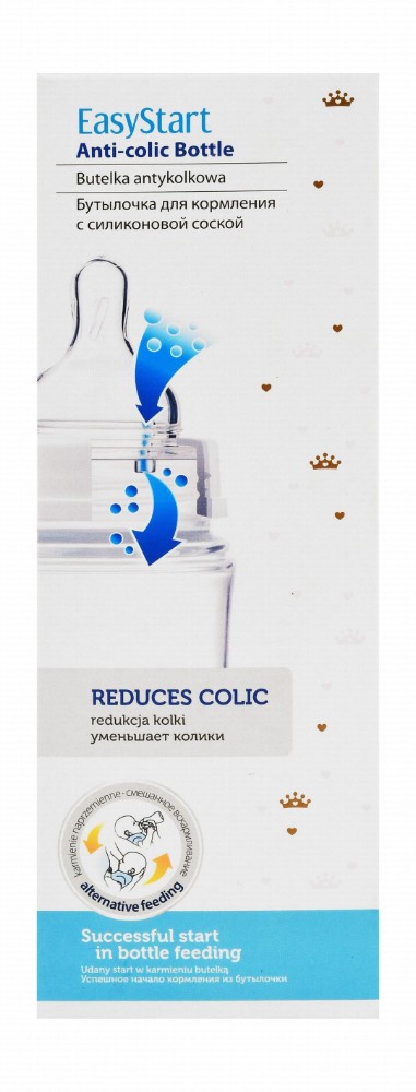 Canpol Babies Easy Start Little Princess Pink 240ml Anti-Colic Regular Flow Plastic Feeding Bottle (3+ Months) - BPA free