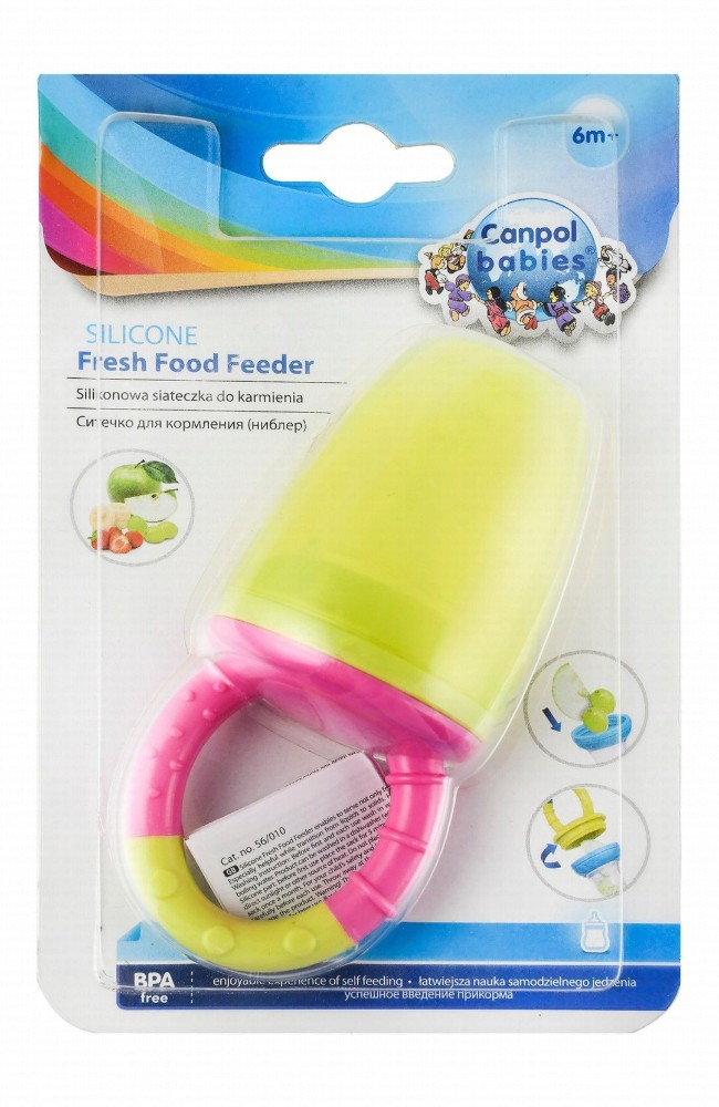 Canpol Babies Green & Pink Silicone Baby Food Feeder (6+ Months) - BPA free