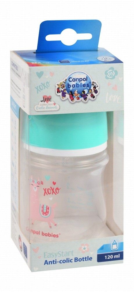 Canpol Babies Love Easy Start Green 120ml Anti-Colic Nursing Bottle (0+ Months) - BPA free