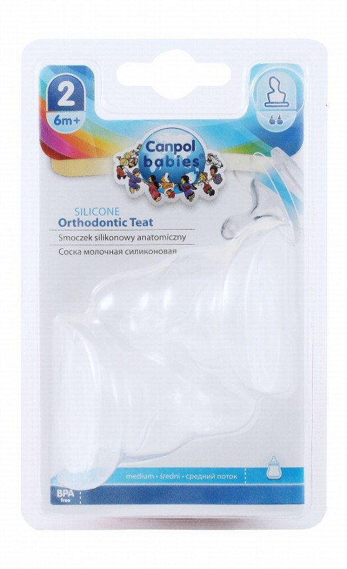 Canpol Babies Medium Flow Silicone Orthodontic Teats Stage 2 (6+ Months) - BPA free