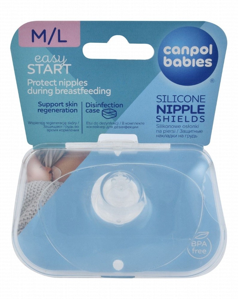 Canpol Babies Medium to Large Silicone Nipple Shields with Disinfection Case - BPA free