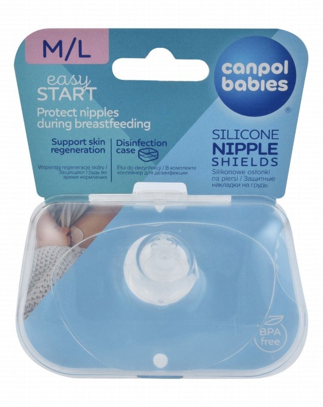 Canpol Babies Medium to Large Silicone Nipple Shields with Disinfection Case - BPA free