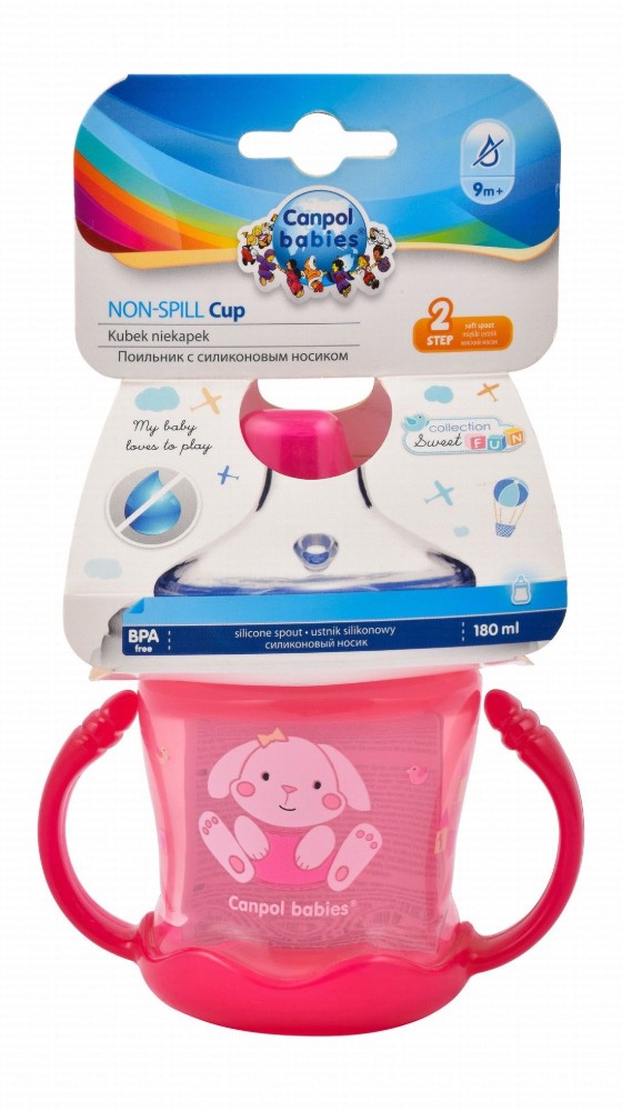 Canpol Babies Non-Spill Pink 180ml Baby Cup Stage 2 (9+ Months) - BPA free