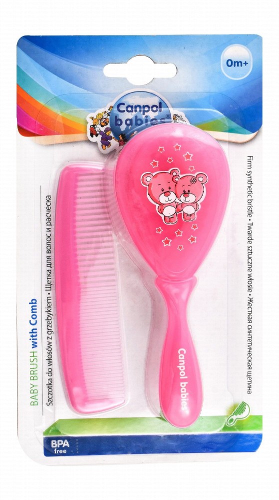 Canpol Babies Pink Hairbrush with Comb (0+ Months) - BPA free