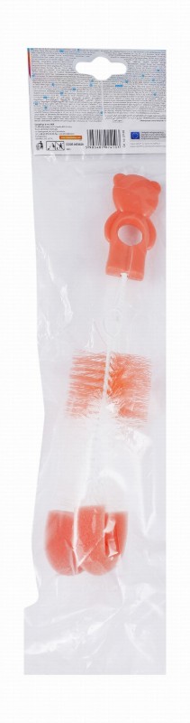 Canpol Babies White & Orange Bottle & Teat Brush with Sponge - BPA free