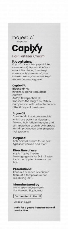 Capixy Anti-Hair Loss Tonic Cream with L-Arginine for All Hair Types