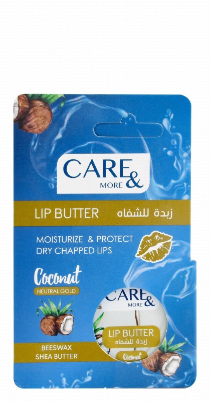 Care & More Moisturizing & Hydrating Lip Butter Coconut Flavor with Beeswax & Shea Butter for Dry & Chapped Lips