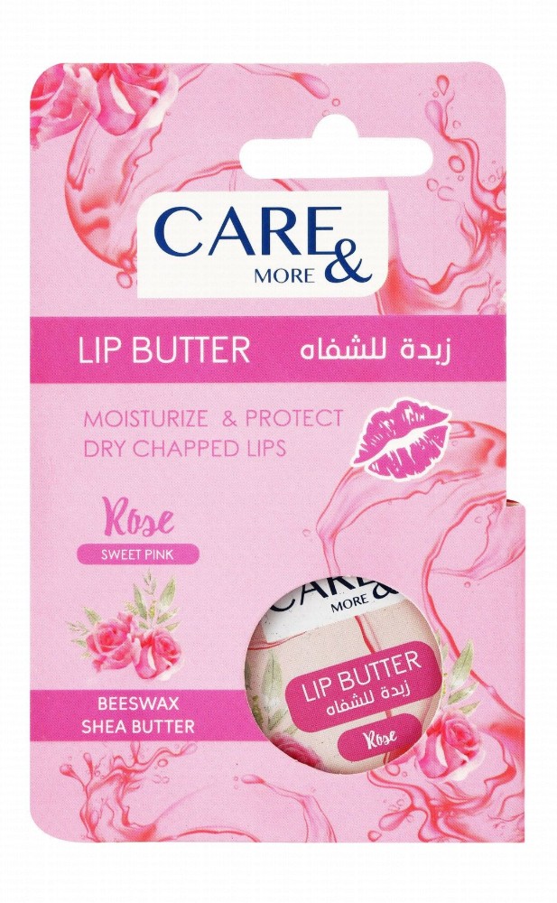Care & More Moisturizing & Protecting Lip Balm Rose Scent with Beeswax & Shea Butter for Dry & Chapped Lips