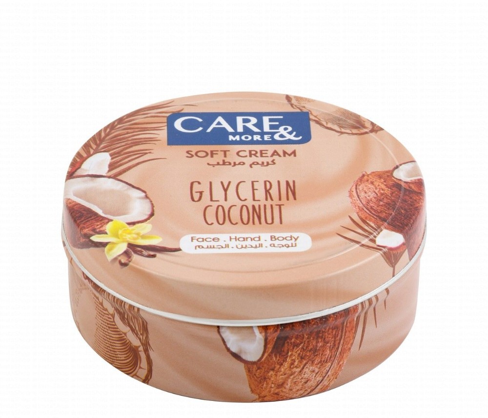 Care & More Soft Face, Hand & Body Cream Coconut Scent with Glycerin for All Skin Types