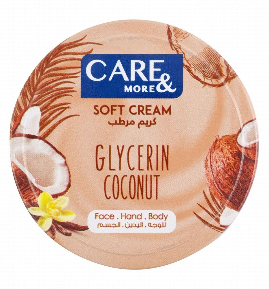 Care & More Soft Face, Hand & Body Cream Coconut Scent with Glycerin for All Skin Types