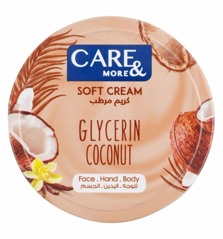 Care & More Soft Face, Hand & Body Cream Coconut Scent with Glycerin for All Skin Types