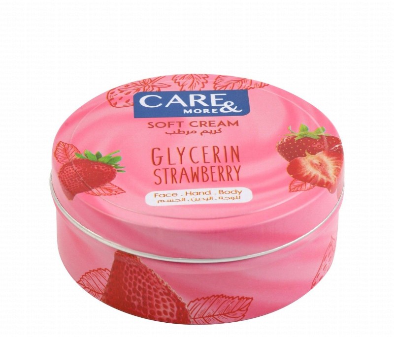 Care & More Soft Face, Hand & Body Cream Strawberry Scent with Glycerin for All Skin Types