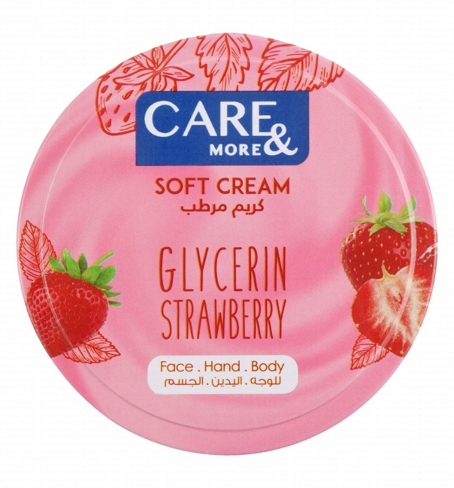 Care & More Soft Face, Hand & Body Cream Strawberry Scent with Glycerin for All Skin Types