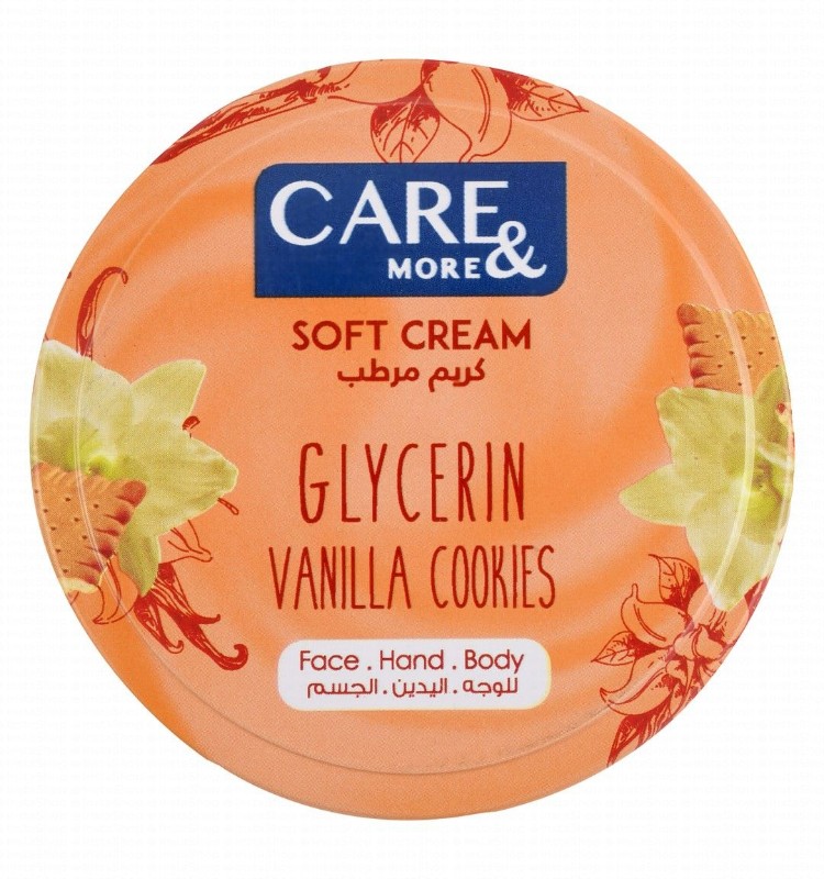 Care & More Soft Face, Hand & Body Cream Vanilla Scent with Glycerin for All Skin Types
