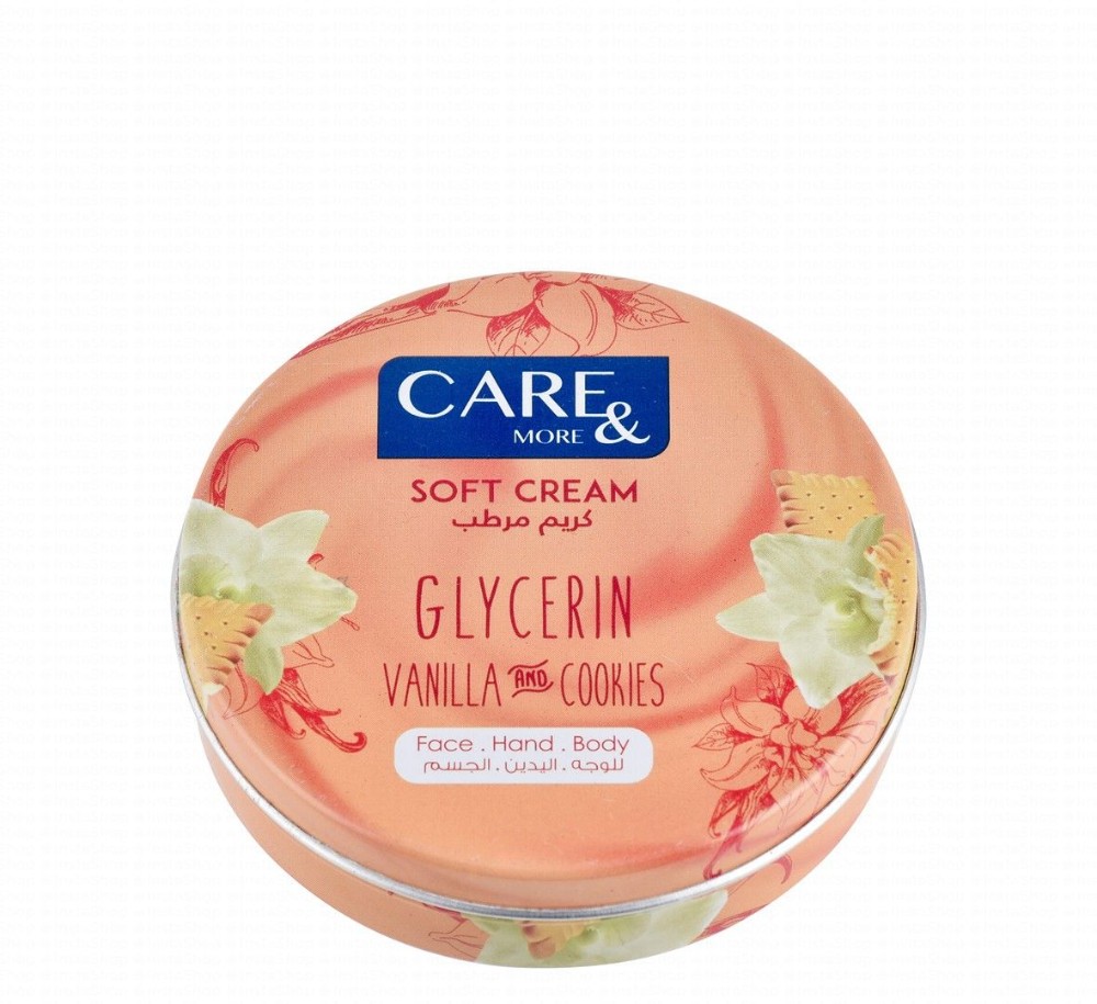 Care & More Softening Face, Hand & Body Cream Vanilla & Biscuit Scent with Glycerin