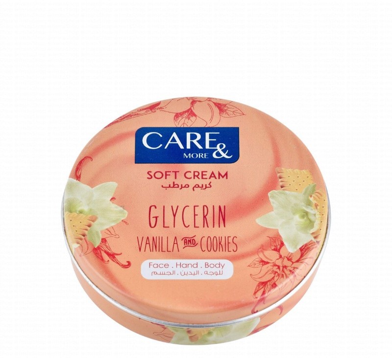 Care & More Softening Face, Hand & Body Cream Vanilla & Biscuit Scent with Glycerin