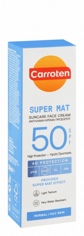 Carroten Super Mat Water-Resistant Facial Sunscreen for Normal & Oily Skin SPF50 - non comedogenic