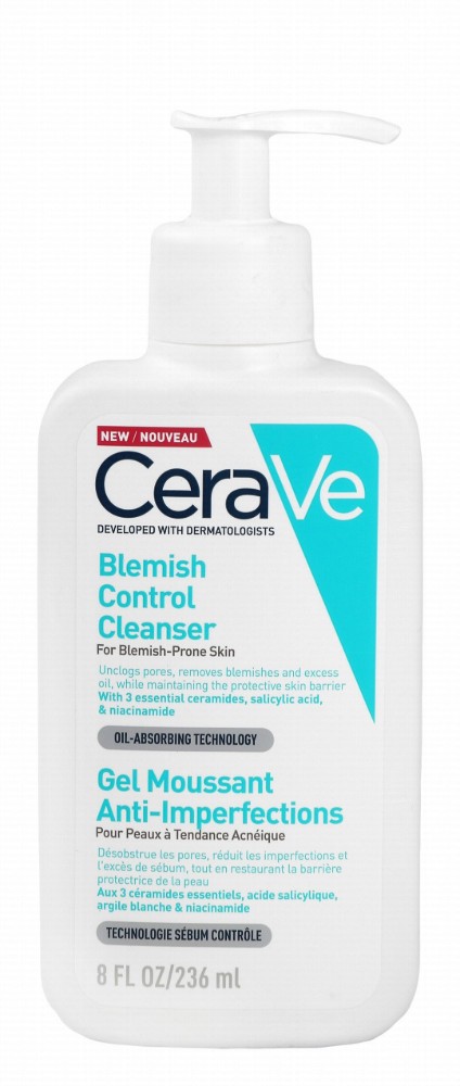 CeraVe Blemish Control Face Cleansing Gel with Ceramides, Salicylic Acid & Niacinamide for Blemish-Prone Skin - non comedogenic, fragrance free