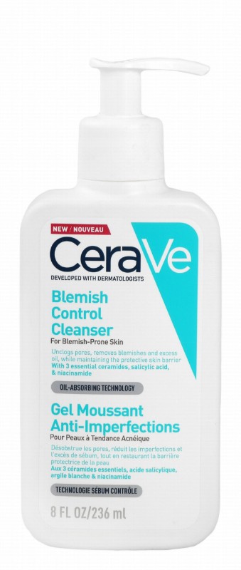 CeraVe Blemish Control Face Cleansing Gel with Ceramides, Salicylic Acid & Niacinamide for Blemish-Prone Skin - non comedogenic, fragrance free