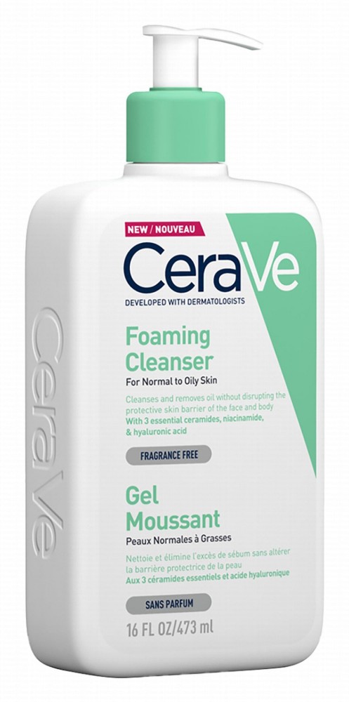 CeraVe Hypoallergenic Foaming Face & Body Cleanser with Ceramide, Niacinamide & Hyaluronic Acid for Normal & Oily Skin - fragrance free