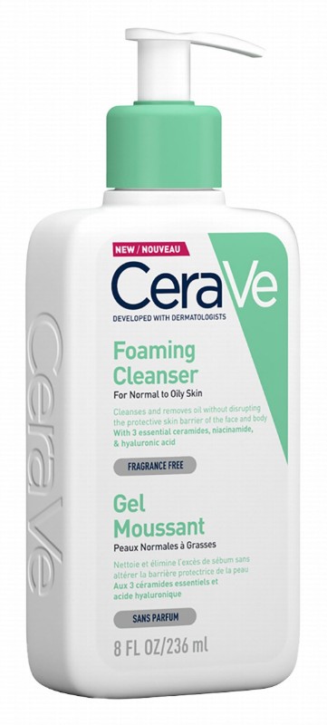 CeraVe Hypoallergenic Foaming Facial Gel Cleanser with Ceramides & Hyaluronic Acid for Normal to Oily Skin - fragrance free
